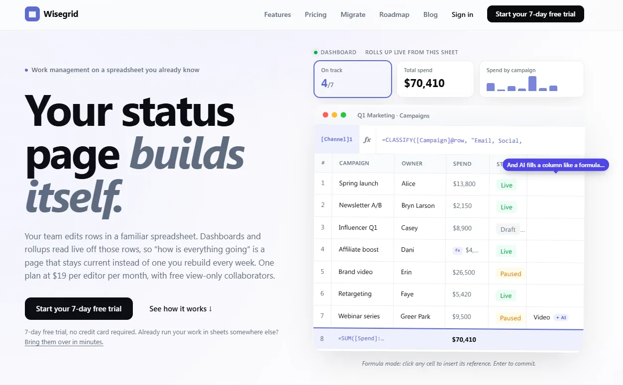Wisegrid screenshot 1