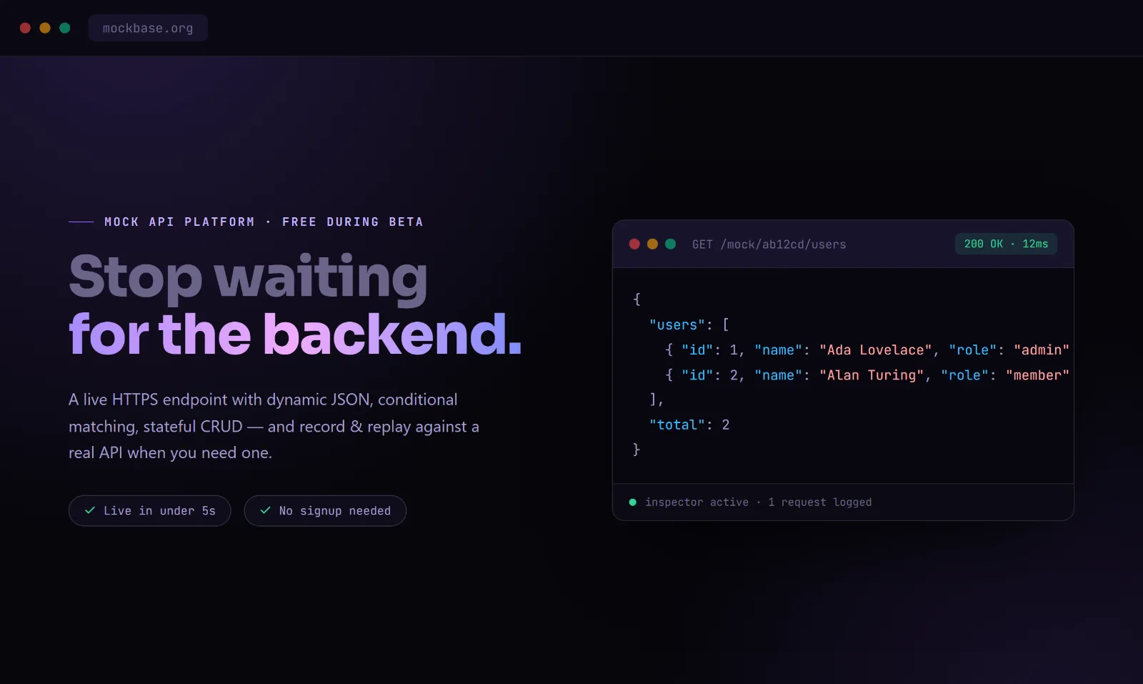 Mockbase screenshot 1