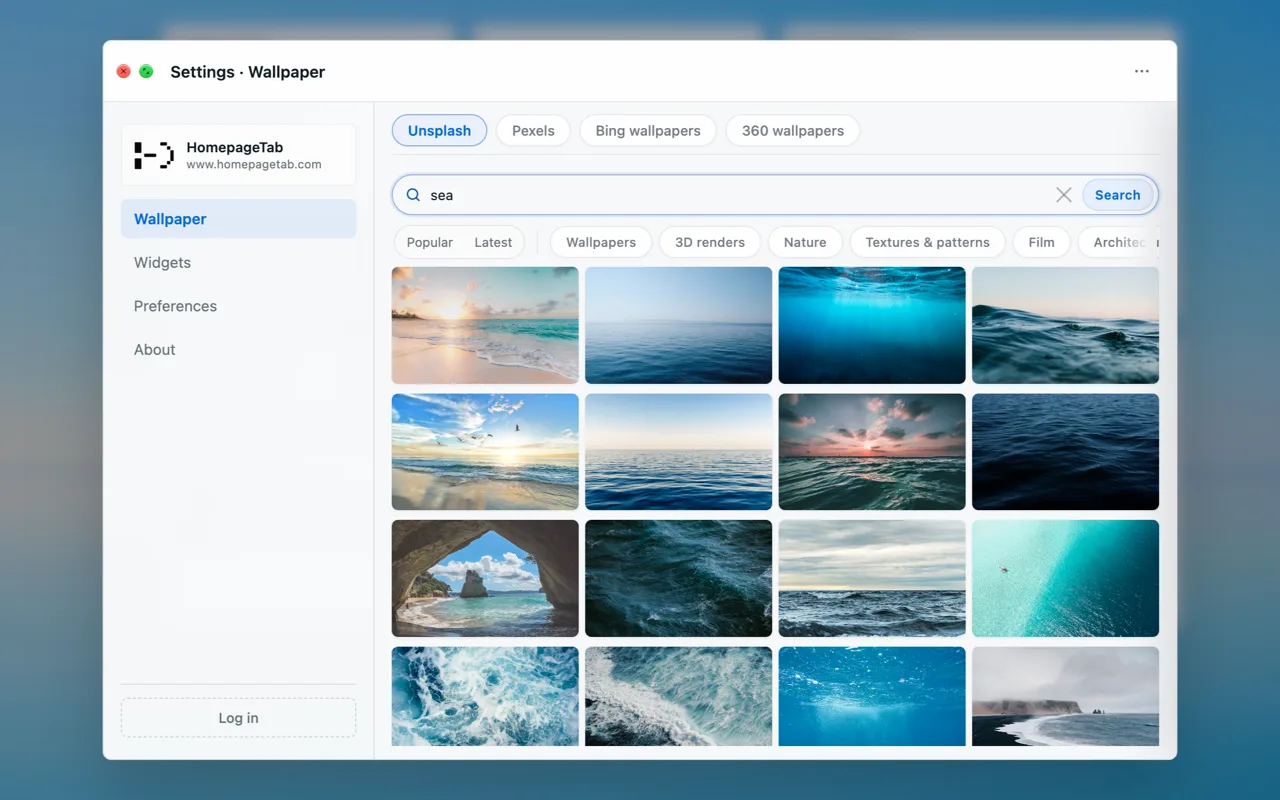 HomepageTab New Tab screenshot 2
